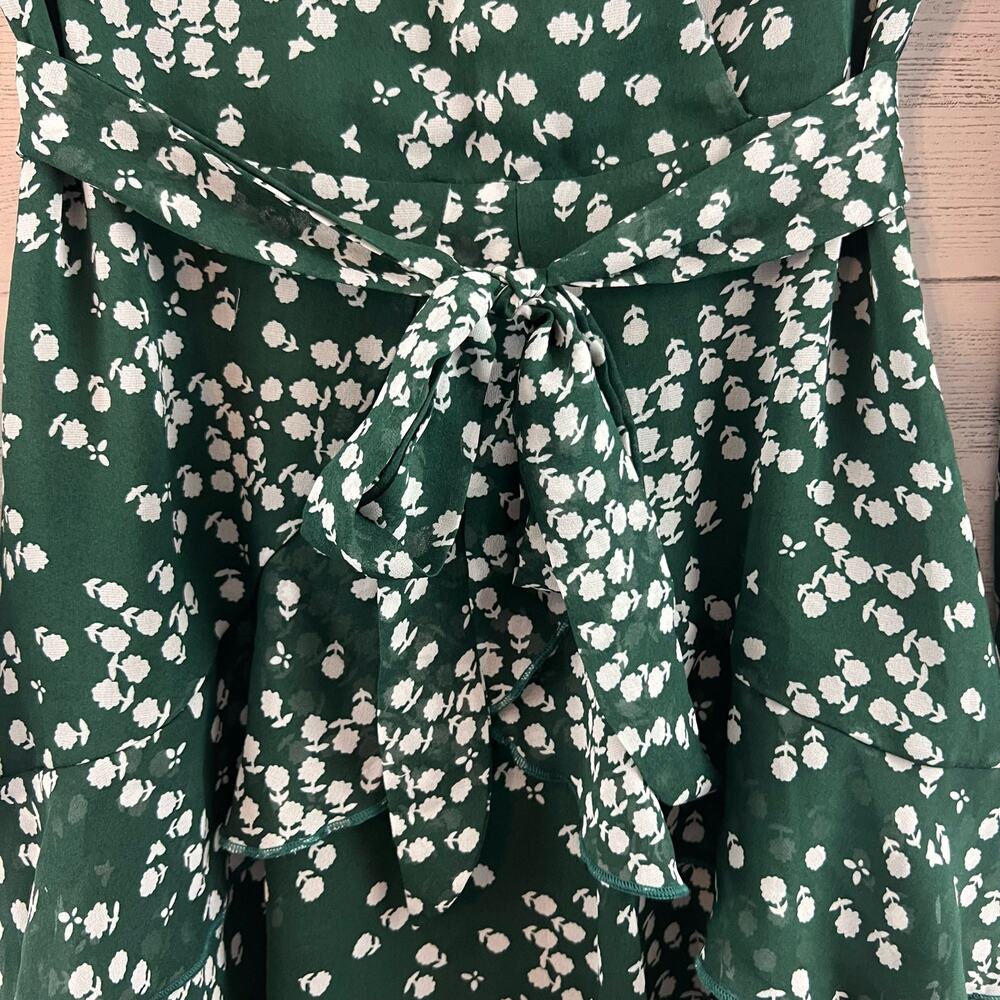 Allison New York Green White Floral Print Faux Wrap Dress Size S - Picture 7 of 10